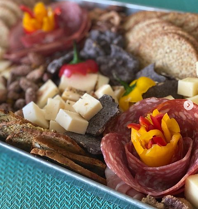 Charcuterie board zoomed in.